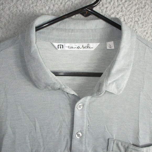 TRAVIS MATHEW MEN'S GOLF POLO SHIRT GRAY LARGE PIMA COTTON POLYESTER - Picture 1 of 5